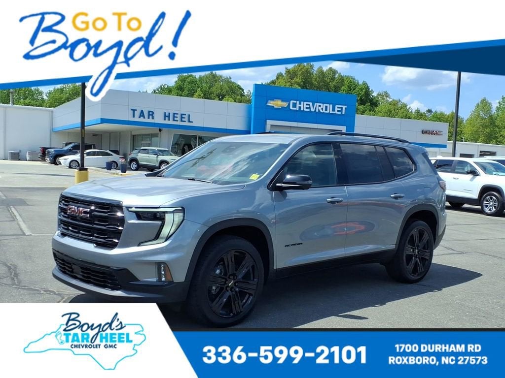 2026 GMC Acadia Elevation in Sterling Metallic — front three-quarter view