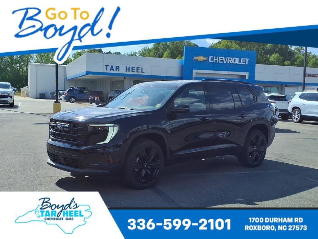 2026 GMC Acadia Elevation in Ebony Twilight Metallic — front three-quarter view