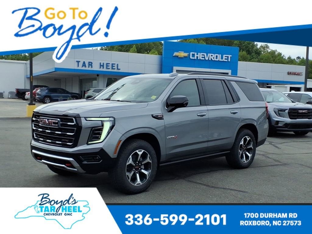 2026 GMC Yukon AT4 in Sterling Metallic — front three-quarter view