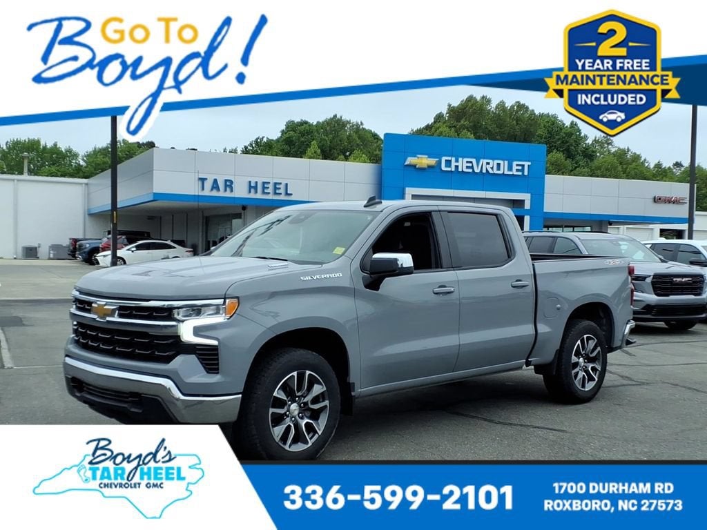 2024 Chevrolet Silverado 1500 LT (2FL) in Slate Gray Metallic — front three-quarter view